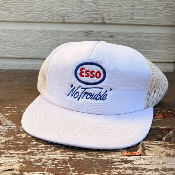 esso gas station Other - vintage ESSO gas no trouble trucker hat mesh white snapback